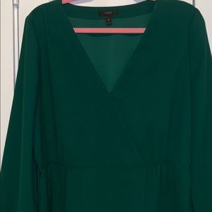 Forest Green Faux Wrap Blouse